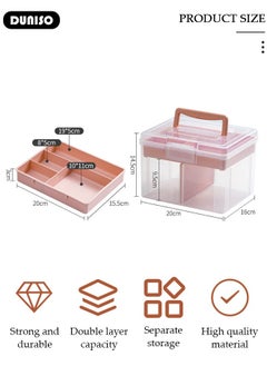 DUNISO Clear Plastic Storage Box, Large Capacity Storage Box for Hair accessories and cosmetics, Multipurpose Stationery Storage Box with Handle, For Organizer Home Utility Box  - Image 4