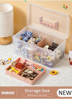 DUNISO Clear Plastic Storage Box, Large Capacity Storage Box for Hair accessories and cosmetics, Multipurpose Stationery Storage Box with Handle, For Organizer Home Utility Box  - Image 1