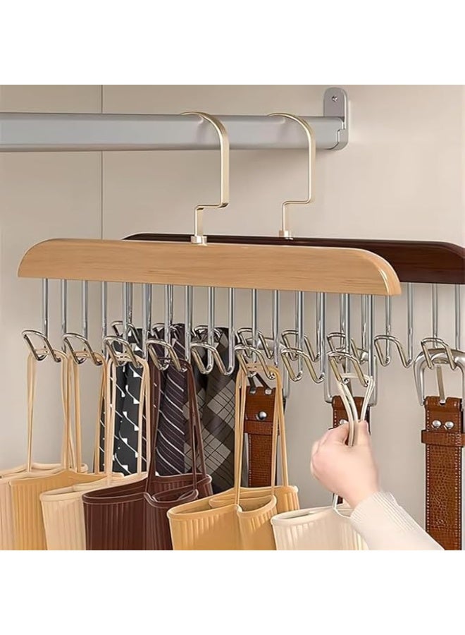 علاقة ملابس خشبية متعددة الوظائف بـ 8 خطافات من الفولاذ المقاوم للصدأ، متعددة الألوان، 3 قطع - Image 4