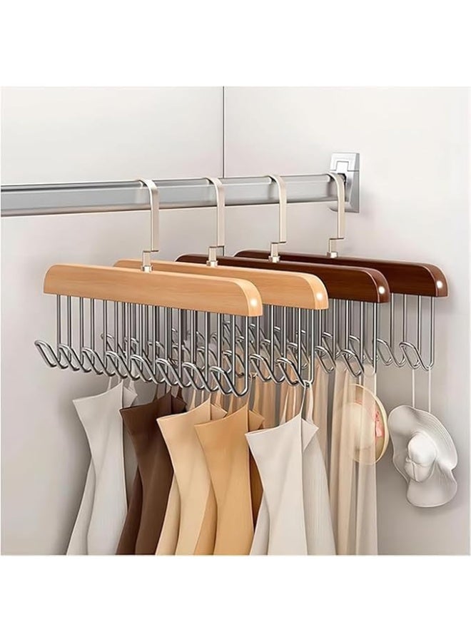 علاقة ملابس خشبية متعددة الوظائف بـ 8 خطافات من الفولاذ المقاوم للصدأ، متعددة الألوان، 3 قطع - Image 1