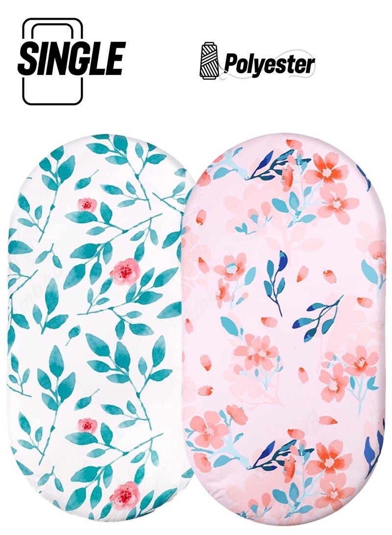 SYOSI 2 Pack Baby Bassinet Crib Sheets, 32X16.5 In Breathable Cozy Fitted Mattress Sheet, Elastic Travel Crib Fashionable Floral Pattern, Standard Cradle Safe Sheets for Baby Boy Girls - Image 1