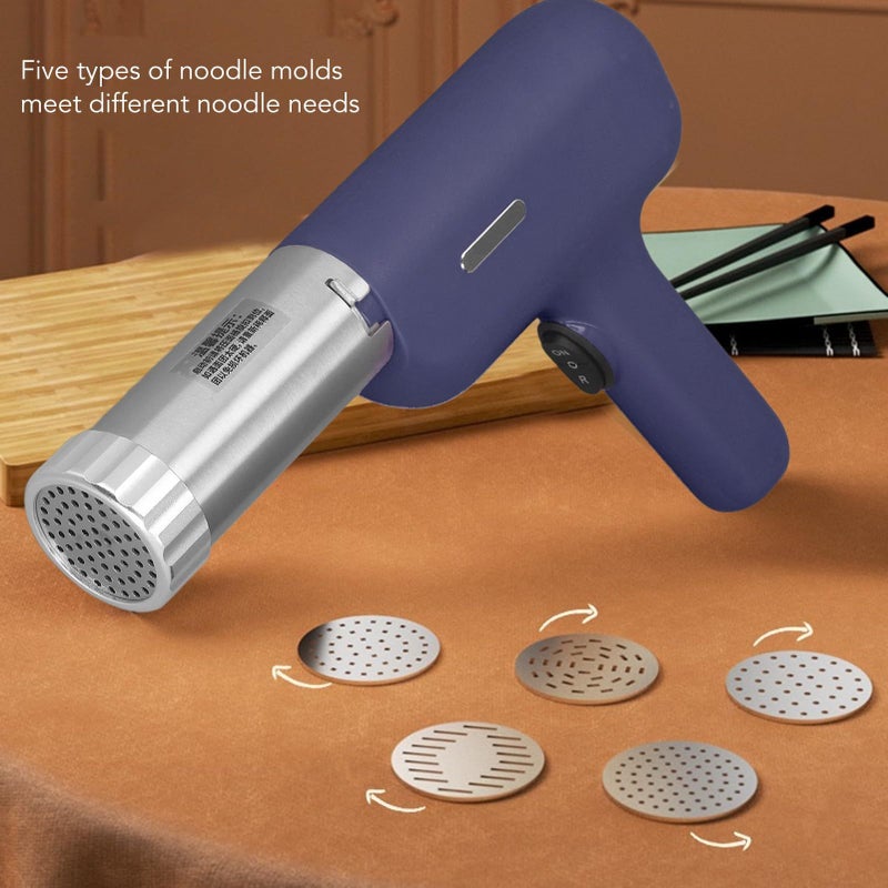 Blue Handheld Electric Pasta Maker Automatic Noodle Machine Cordless 40W Stainless Steel - Image 3