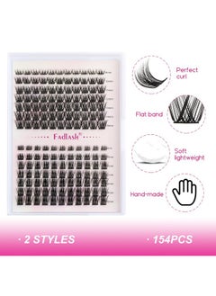 FADLASH Lash Clusters Diy Eyelash Extensions 154 Clusters Lashes D Curl 0.07 Natural Individual Lash Extensions Mixed Tray False Eyelashes Soft & Strong Thin Band Diy At Home (F20+F210.07D 816Mm)  - Image 3