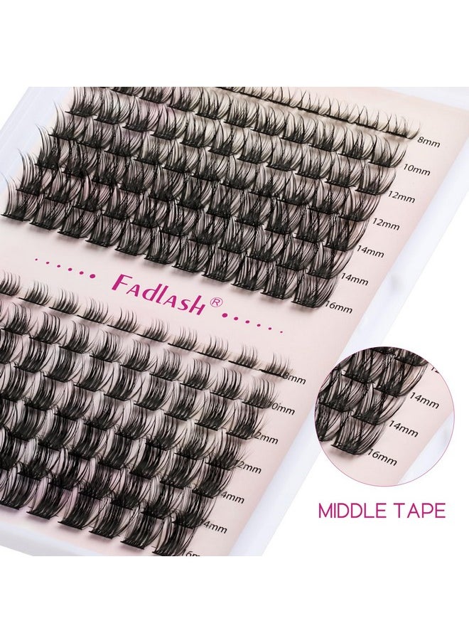 FADLASH - Lash Clusters Diy Eyelash Extensions 154 Clusters Lashes D Curl 0.07 Natural Individual Lash Extensions Mixed Tray False Eyelashes Soft & Strong Thin Band Diy At Home (F20+F210.07D 816Mm) - Image 1