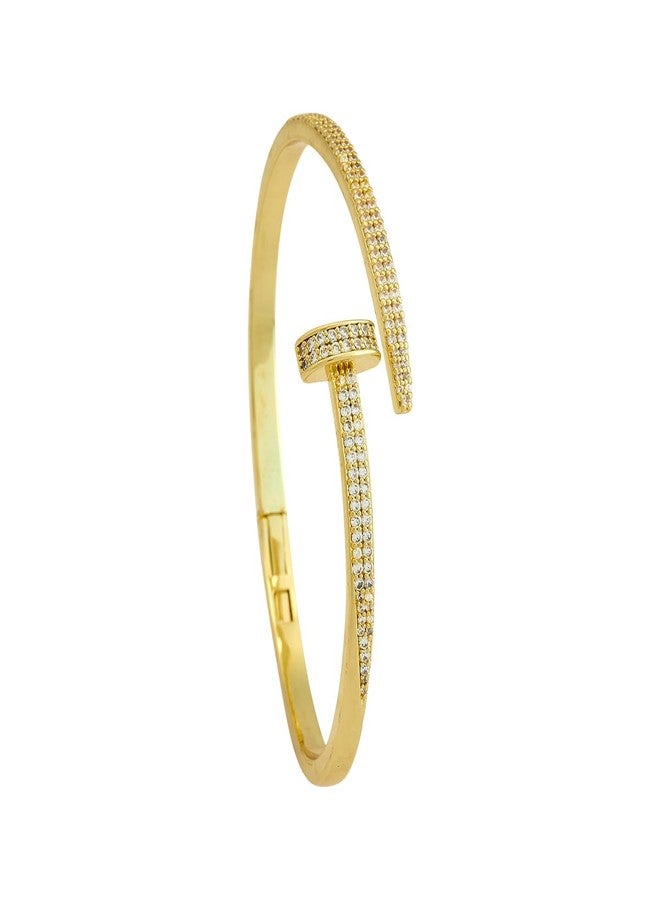 KUSHAL'S Fashion Jewellery White Gold Polished Zircon Adjustable Kada |Best For Gifting, Bride, Bridemaids & Special Occasion | Zircon Kada For Women - 441346 - Image 1
