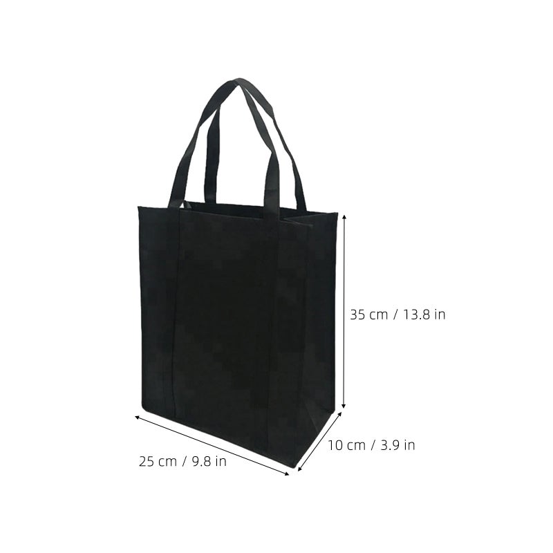 5pcs Non-Woven Fabrics Shopping Bag Foldable Reusable Handbag for Outdoor Shopping (Black, 30x25x10cm) - Image 2