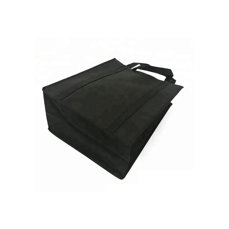 5pcs Non-Woven Fabrics Shopping Bag Foldable Reusable Handbag for Outdoor Shopping (Black, 30x25x10cm) - Image 5