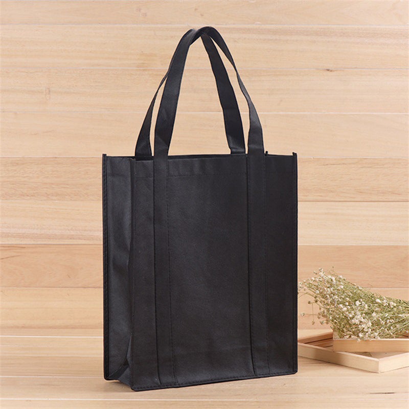 5pcs Non-Woven Fabrics Shopping Bag Foldable Reusable Handbag for Outdoor Shopping (Black, 30x25x10cm) - Image 3