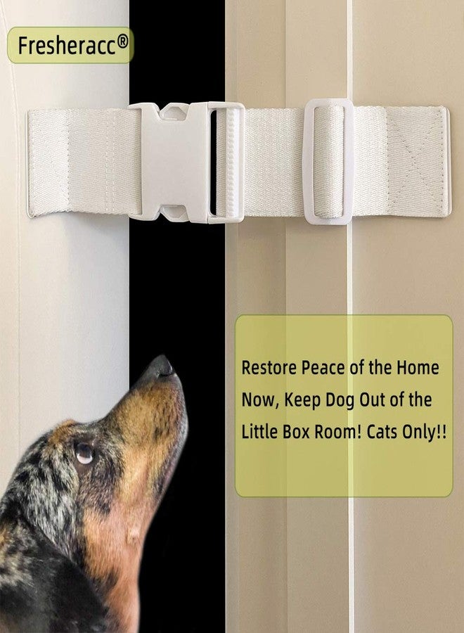 FresherAcc Child Proof Door Lock Latch with Adjustable Strap for Cat Litter Box Room, Cats Enter Easily But No Kids (2 Packs) Reusable Baby Safety Lock, Install in Seconds On Door Frame Only (White) - Image 5