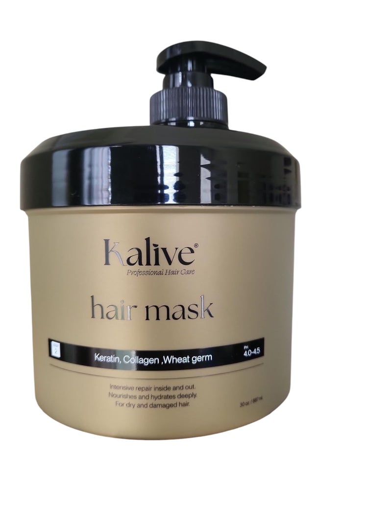 KALIVE 2 STYLE KALIVE Hair Mask 32 Oz Repairing Treatment Deep moisturizing Hair Care Products for Dry Made with keratin collagen and wheat germ