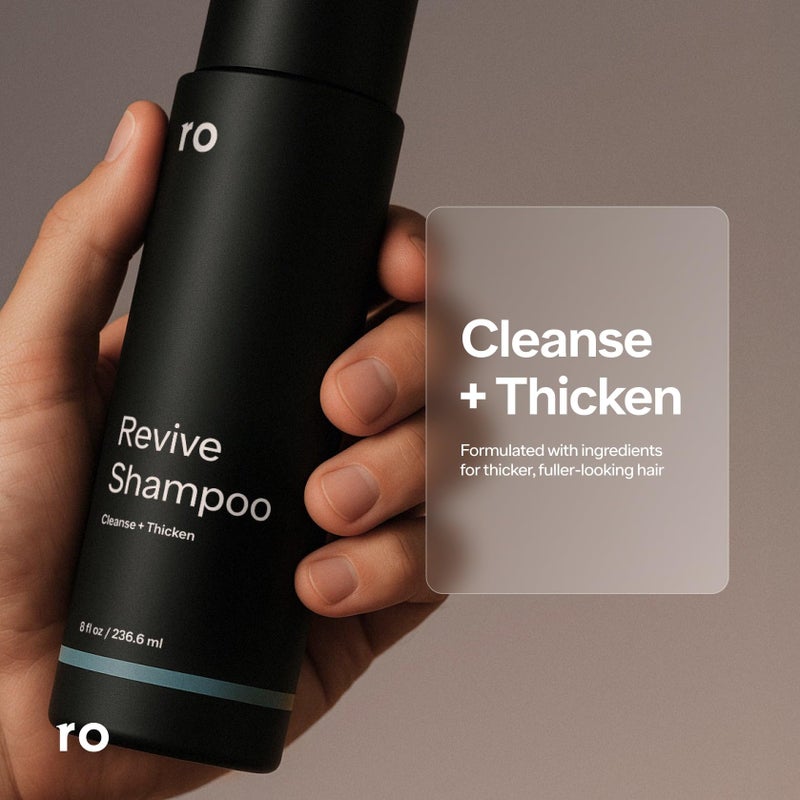 Roman Ro Men's Revive Shampoo, Exfoliates & Clarifies with Peppermint, Cleanses for Thicker-Looking Hair, With Saw Palmetto, Pumpkin Seed Oil, Caffeine, Without Sulfates, Parabens, Phthalates, 8 fl oz - Image 2