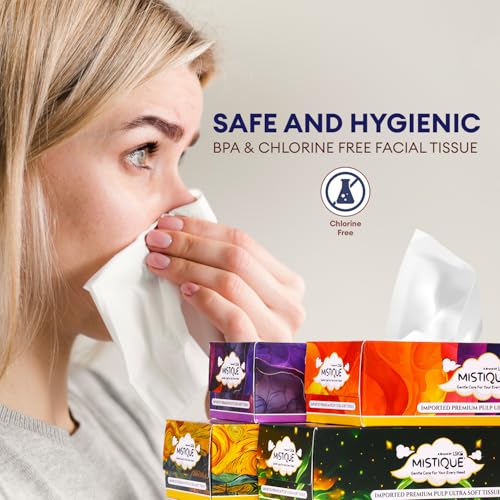 MISTIQUE Ultra Soft 2 Ply Facial Tissue Box | 400 Pulls | 100 Pulls x 4 Boxes | Skin Friendly & Highly Absorbent | Natural Virgin Pulp | Car, Home & Office Use | Sheet Size (17 * 20) cm - Image 5