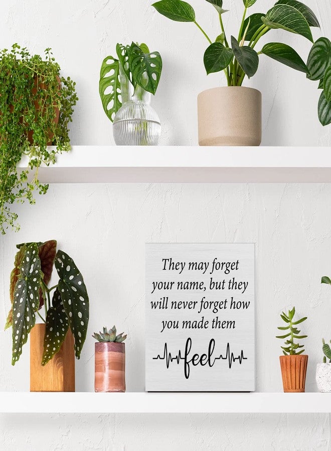 PIXCEOS Inspiration Nurse Quote Decorative Wooden Box Sign They May Forget Your Name Wood Block Plaque Desk Decor Home Office Shelf or Wall Display - Image 5