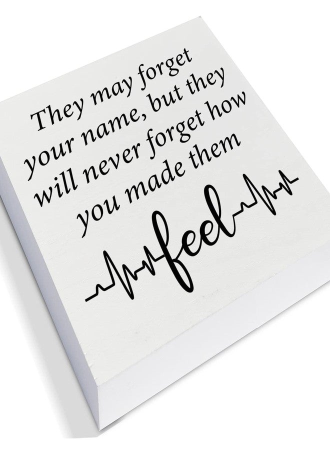 PIXCEOS Inspiration Nurse Quote Decorative Wooden Box Sign They May Forget Your Name Wood Block Plaque Desk Decor Home Office Shelf or Wall Display - Image 2