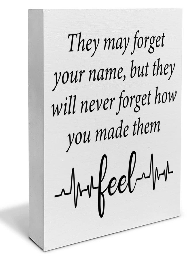 PIXCEOS Inspiration Nurse Quote Decorative Wooden Box Sign They May Forget Your Name Wood Block Plaque Desk Decor Home Office Shelf or Wall Display - Image 1
