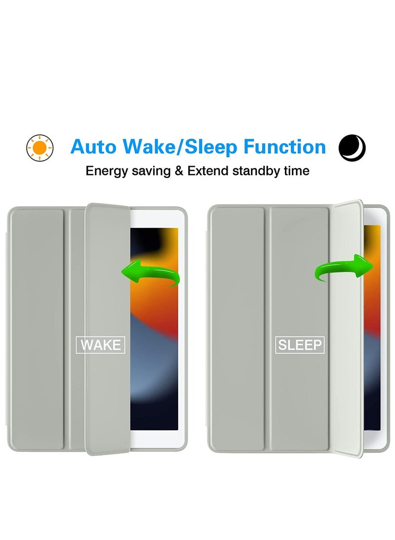 ELTRAZONE Case Compatible with iPad 9th/8th Generation Case/iPad Case 10.2 Inch 2021/2020/2019, Premium PU Leather + Soft TPU Back Case with Pencil Holder, Auto Sleep/Wake iPad Cover - Lightgray - Image 4