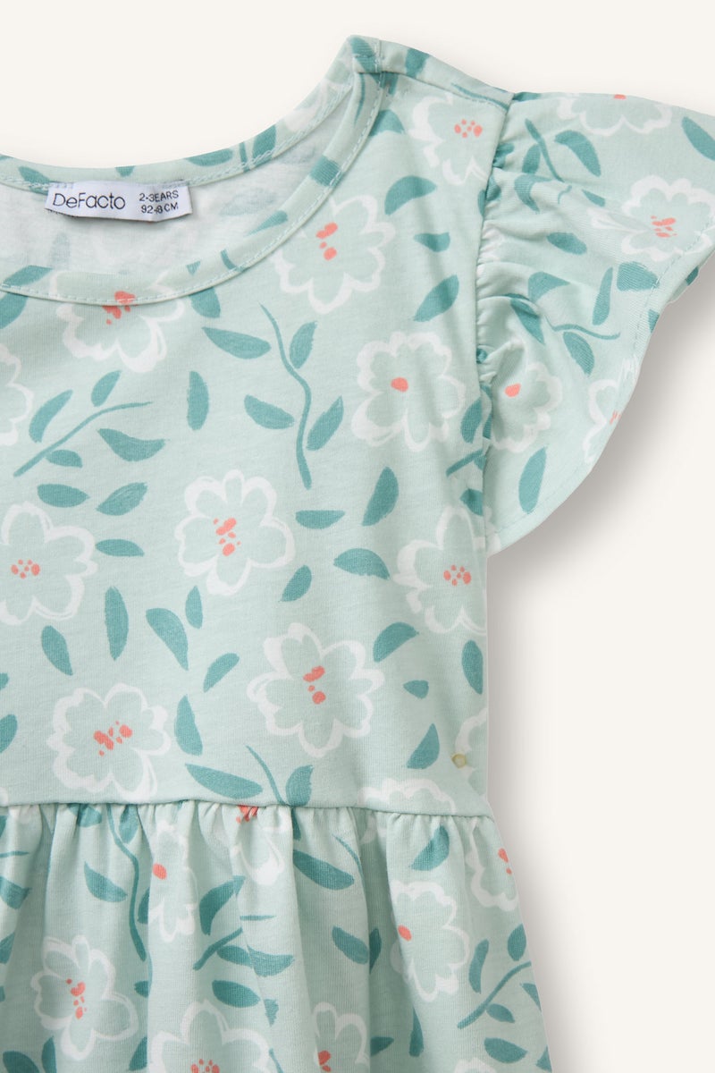 DeFacto Blue BabyGirl Baby Girl Printed Strappy Knitted Dress Casual - Image 2