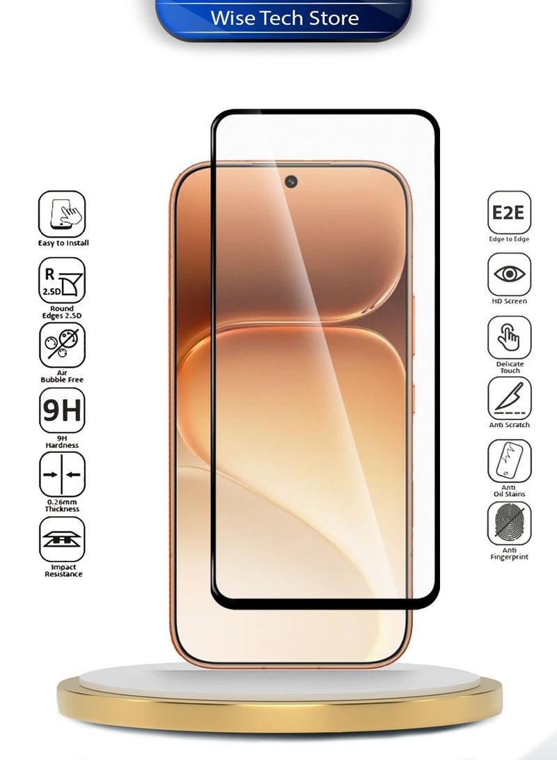 Wtech [2 PACK] Honor 600 5G 2026 / Honor 600 Pro 5G 2026 Premium E2E Series Full Glue Full Cover Tempered Glass Screen Protector (MSGECN) - Clear/Black - Image 2