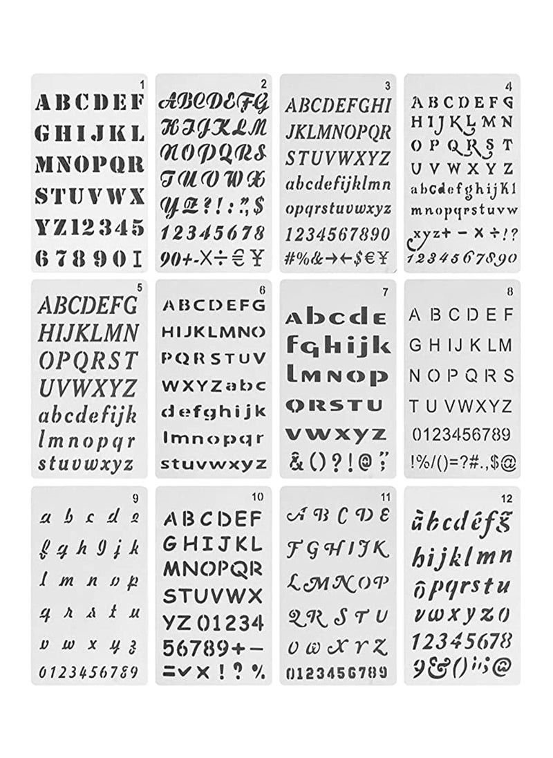 KASTWAVE - Letter Stencils 12 Pack 4 X 7 Inch Alphabet Stencils Lettering Alphabet Stencil Stencils Stencils Letters and Numbers Bullet Stencils Calligraphy Suitable for Most Pen - Image 1