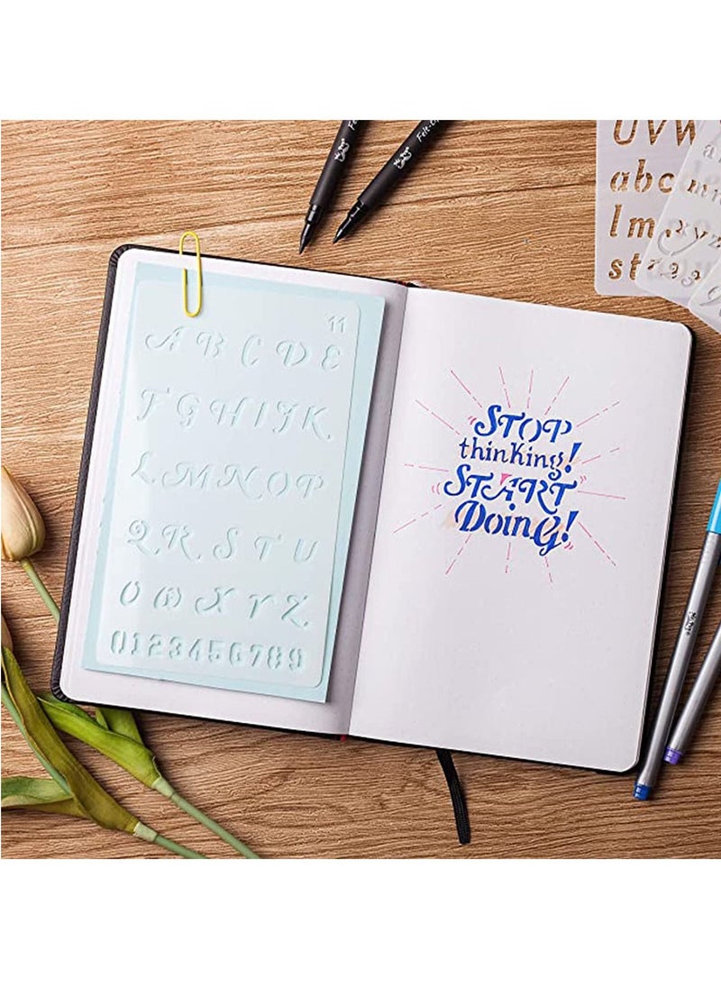 KASTWAVE - Letter Stencils 12 Pack 4 X 7 Inch Alphabet Stencils Lettering Alphabet Stencil Stencils Stencils Letters and Numbers Bullet Stencils Calligraphy Suitable for Most Pen - Image 1