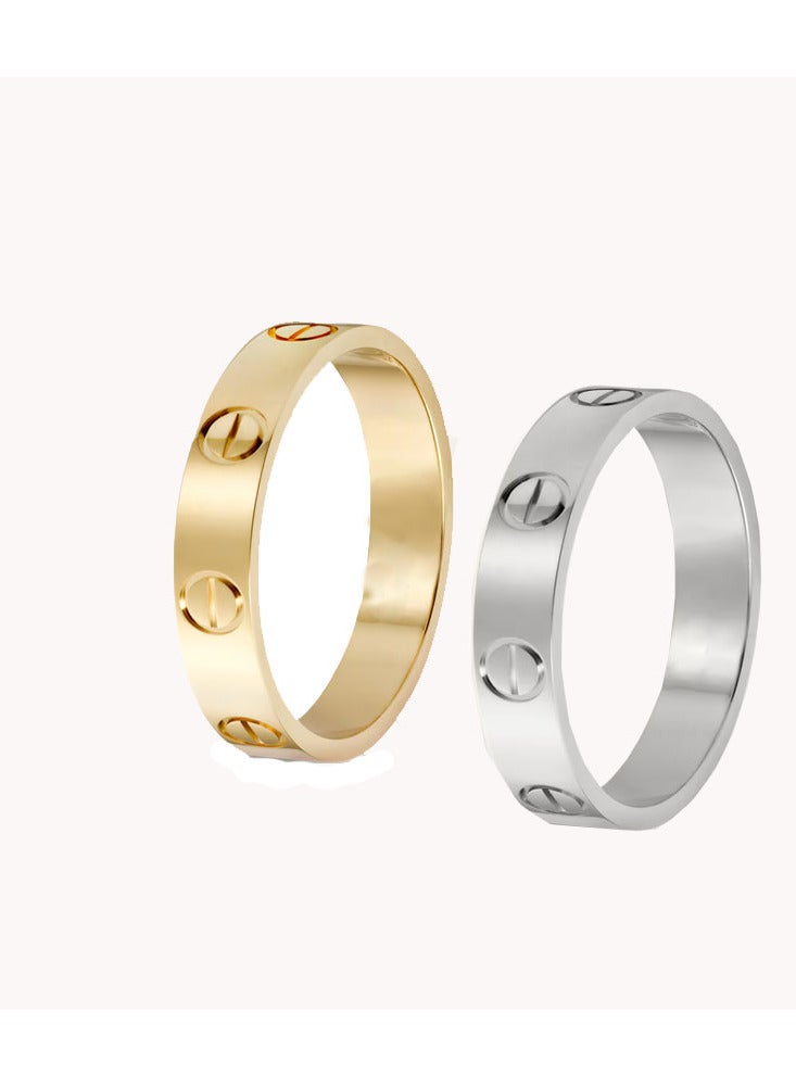 HS Ring Gold Silver Rings Friendship Ring Stainless Steel Wedding Promise Bands Jewelry Mother's Day Birthday Gifts for Women, Size 7-11 - Image 2