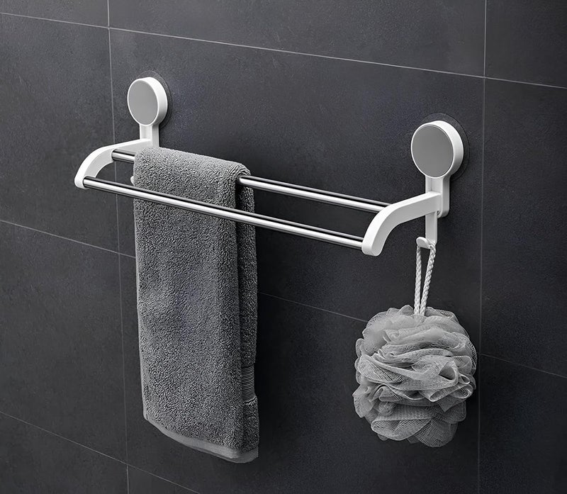 EARTHCONE Wall Mount 2 Layer Towel Holder Rack Dishcloths Washcloth Storage Organizer Hanger Hand Towel Bar Holder for Kitchen Bathroom Living Room (1Pcs) - Image 1