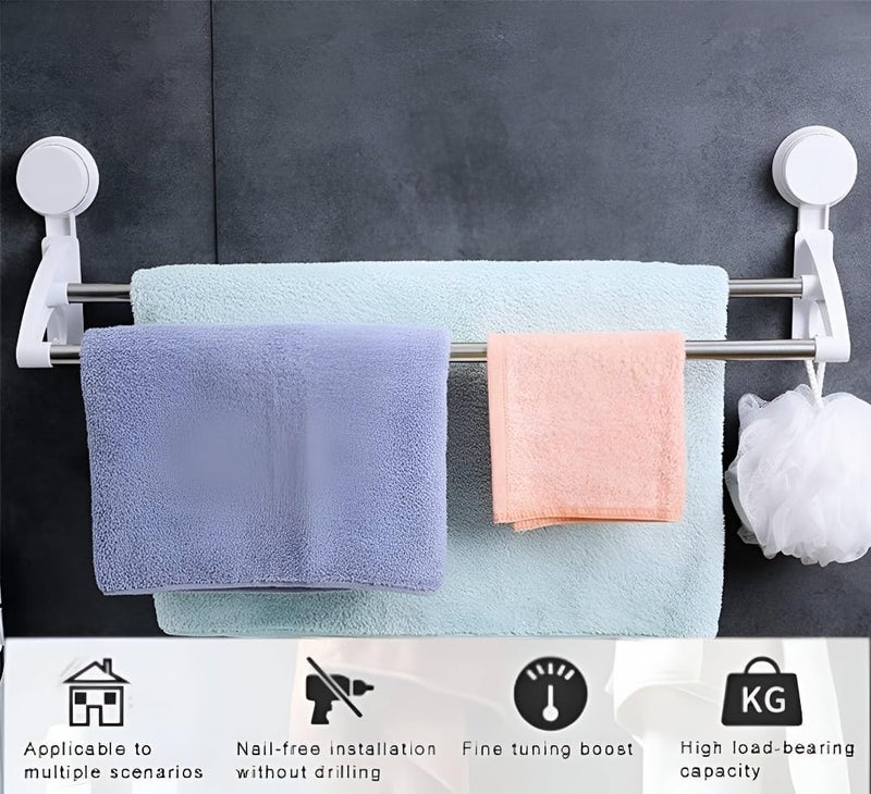EARTHCONE Wall Mount 2 Layer Towel Holder Rack Dishcloths Washcloth Storage Organizer Hanger Hand Towel Bar Holder for Kitchen Bathroom Living Room (1Pcs) - Image 4