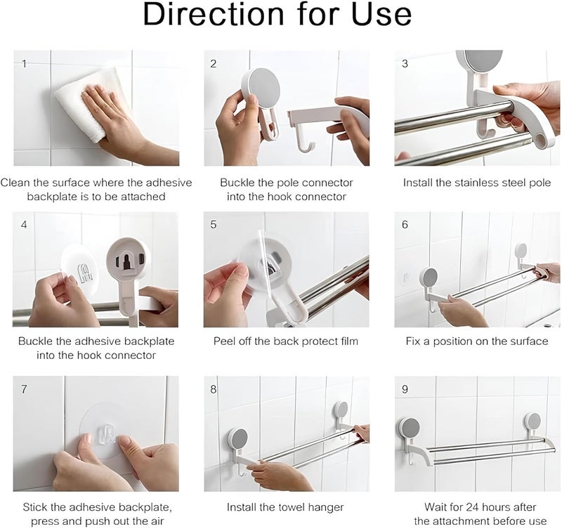 EARTHCONE Wall Mount 2 Layer Towel Holder Rack Dishcloths Washcloth Storage Organizer Hanger Hand Towel Bar Holder for Kitchen Bathroom Living Room (1Pcs) - Image 3