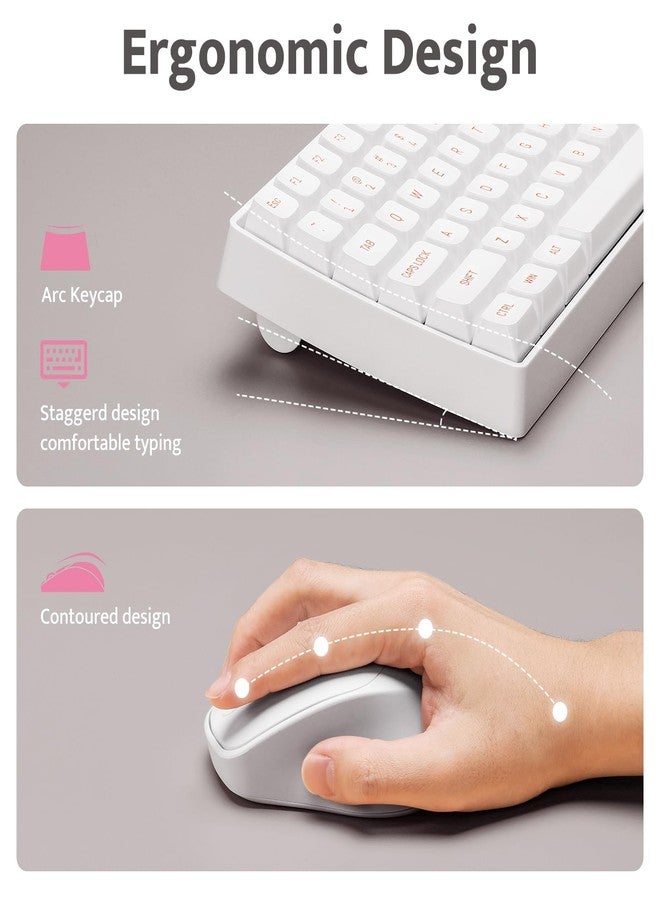 دارك فلاش لوحة مفاتيح وماوس ميكانيكية لاسلكية من دارك فلاش للمكاتب، 106 مفتاحًا، مجموعة لوحة مفاتيح وماوس كاملة الحجم، مفاتيح خطية حمراء لأجهزة الكمبيوتر المكتبية والمحمولة التي تعمل بنظامي التشغيل ويندوز وماك (GK104) (أبيض) - Image 5