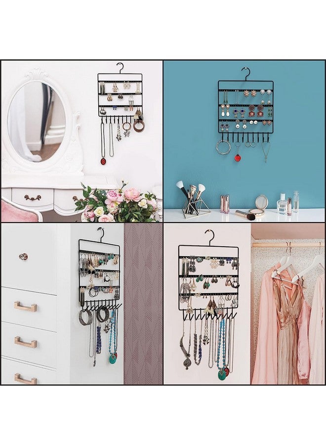 TechSrmaji Metal Wall Hanging Jewellery Organizer, Jewelry Hanger, Earring Organizer Rack, Jewellery Display Stand with 10 Hanging Hooks & 72 Holes for Earrings Suitable for Bracelets Holder Stand - Image 5