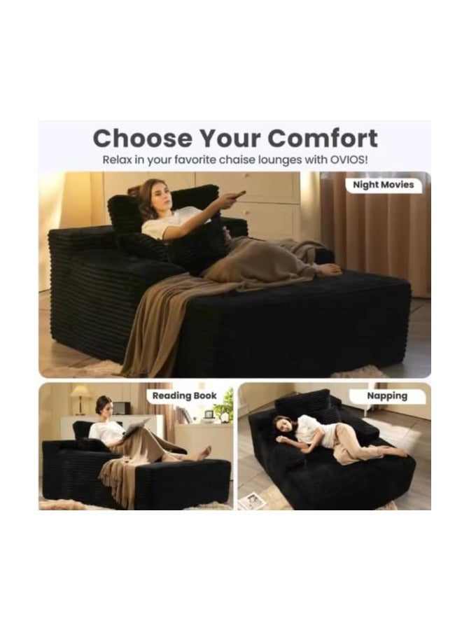 Zayn comforts Cozy Chaise Lounge Chair Premium velvet Upholstered Sofa Bed with Armrests & 2 Plush Pillows, Oversized Fluffy Comfort 170cm x 122cm - Image 2