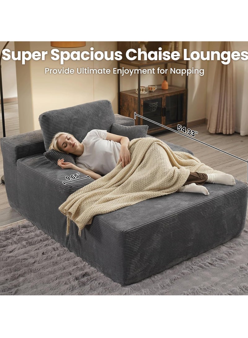 Zayn comforts Cozy Chaise Lounge Chair Premium velvet Upholstered Sofa Bed with Armrests & 2 Plush Pillows, Oversized Fluffy Comfort 170cm x 122cm - Image 4