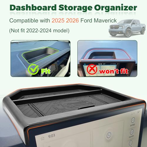 JLQP Dashboard Storage Organizer for Ford Maverick 2025 2026 Center Console Insert Tray with Magnetic Lid Hidden Panel Secret Compartment (Only for 13.2 inch Screen) - Image 2