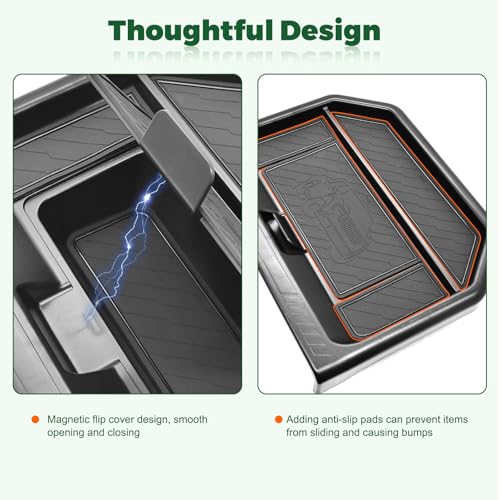 JLQP Dashboard Storage Organizer for Ford Maverick 2025 2026 Center Console Insert Tray with Magnetic Lid Hidden Panel Secret Compartment (Only for 13.2 inch Screen) - Image 5