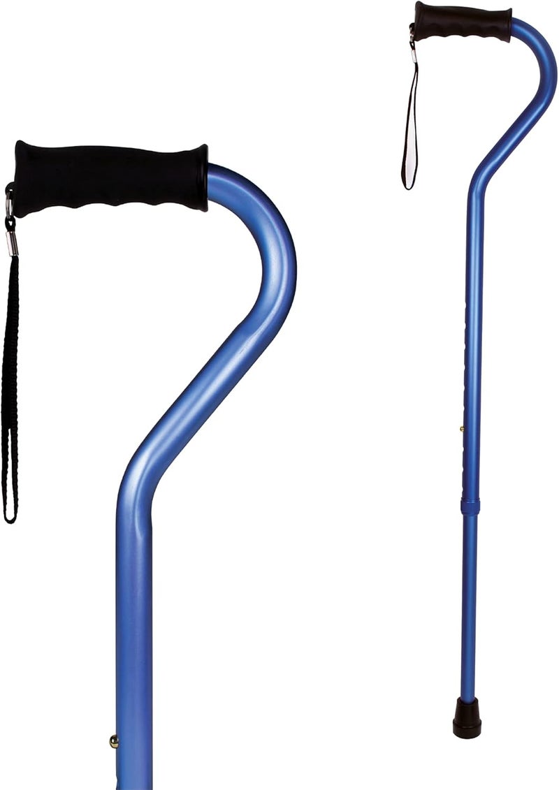 Carex Health Brands Ergo Offset Cane with Soft Cushioned Handle  Adjustable Walking Cane Blue 2938 Inch Pack of 1 - Image 1