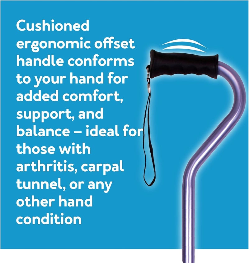 Carex Health Brands Ergo Offset Cane with Soft Cushioned Handle  Adjustable Walking Cane Blue 2938 Inch Pack of 1 - Image 4