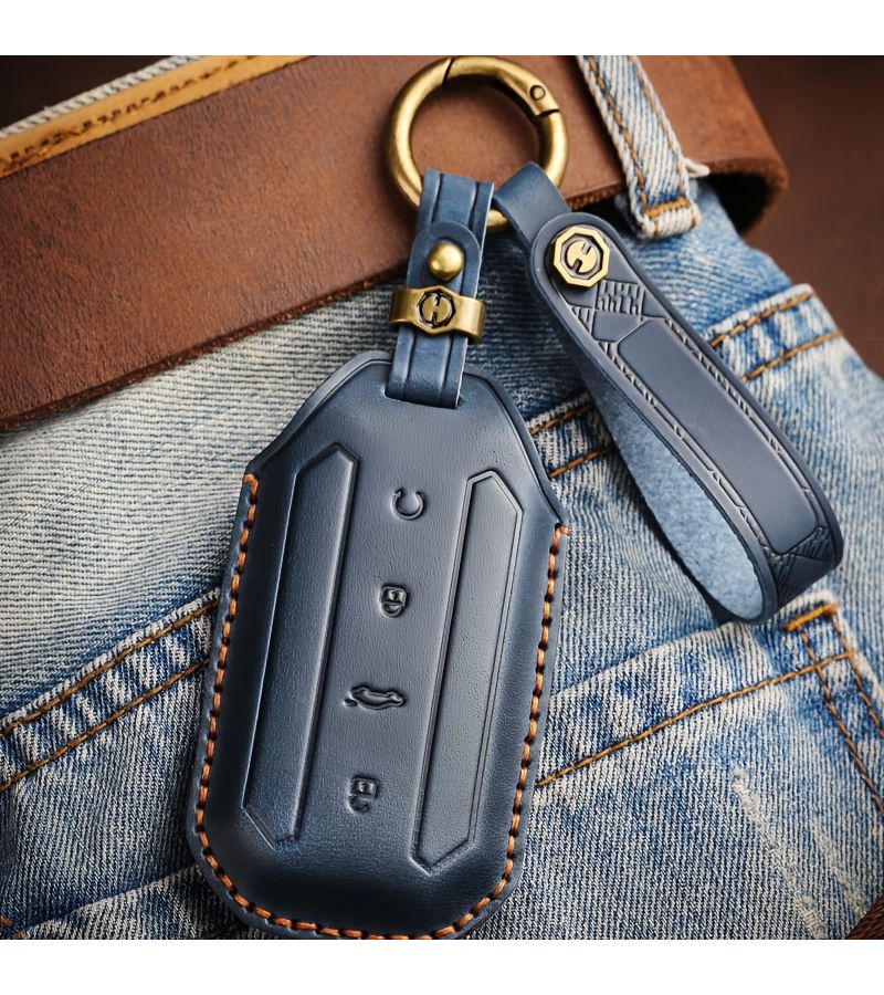 Custom Made Pu Leather Single Seam Brown Car Remote Key Cover Key Pouch With Key Ring For Chery Omoda C7 Jetour 7 J7 2025 Model Protective Case Shell - Image 3