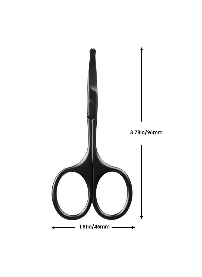 Velodios - Premium Nose Hair Scissors For Men Women, Facial Hair Small Grooming Scissors, Curved Safety Blades With Rounded Tip For Trimming Small Details Facial Hair, Ear Hair, Eyebrow - Black - Image 1