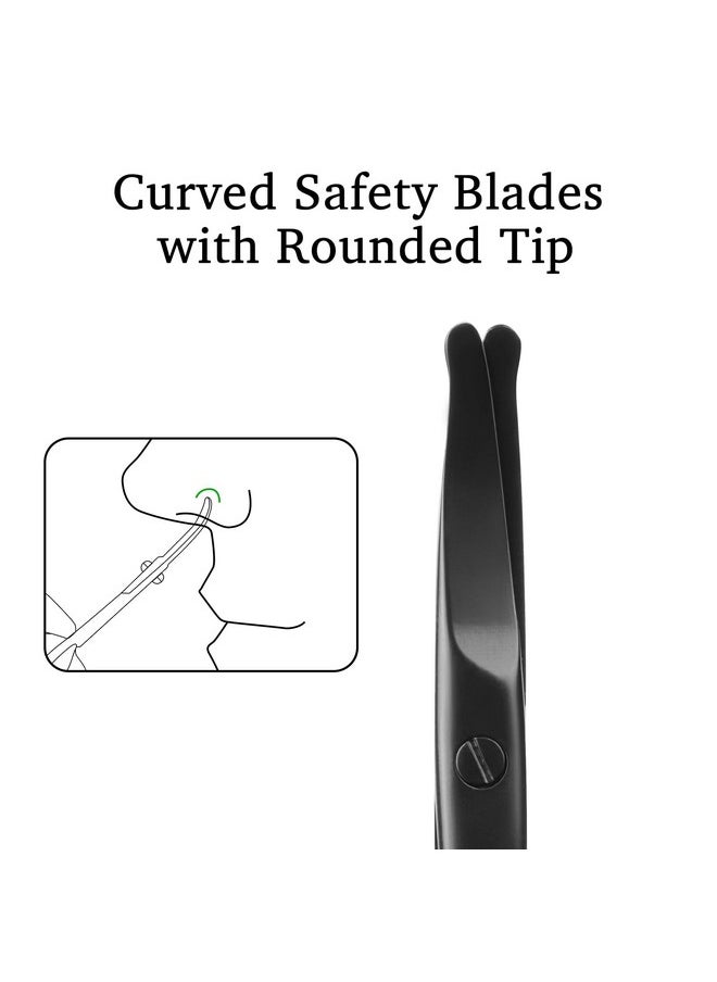 Velodios - Premium Nose Hair Scissors For Men Women, Facial Hair Small Grooming Scissors, Curved Safety Blades With Rounded Tip For Trimming Small Details Facial Hair, Ear Hair, Eyebrow - Black - Image 1