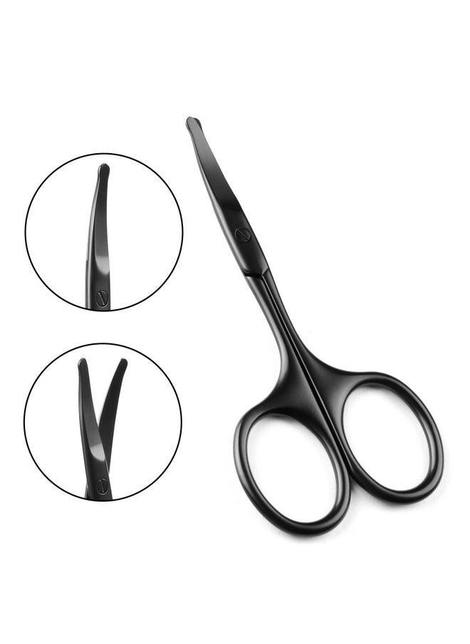 Velodios - Premium Nose Hair Scissors For Men Women, Facial Hair Small Grooming Scissors, Curved Safety Blades With Rounded Tip For Trimming Small Details Facial Hair, Ear Hair, Eyebrow - Black - Image 1