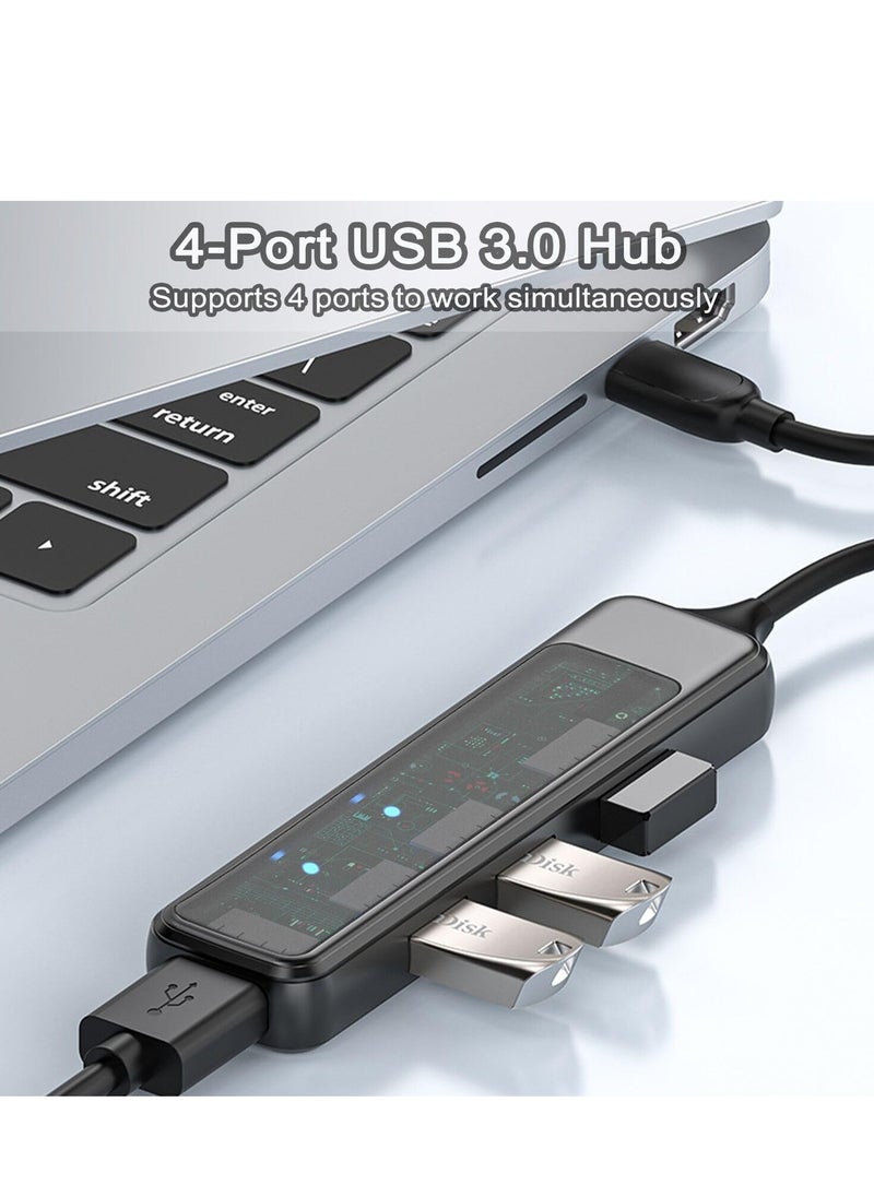 ماركة غير محددة - راط USB 3.0 شفاف، موزع وموصل 4 مداخل USB للكمبيوتر المحمول، الكمبيوتر الشخصي، PS4/5، Xbox، HDD، الطابعة، الكاميرا، لوحة المفاتيح، الفأرة - نقل بيانات عالي السرعة وتوصيل متنوع - Image 1