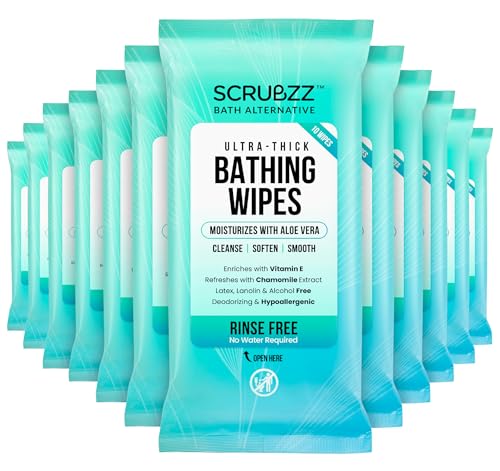 scrubzz Extra Large Bath Wipes for Adults No Rinse - 120 Disposable Body Cleansing Cloths for Men, Women & Elderly - Great for Gym, Camping, Post Surgery - Image 1