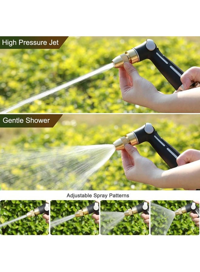 Fanhao Garden Hose Nozzle with Brass High Pressure Jet, Metal Water Hose Sprayer Heavy Duty, Thumb Flow Control, On Off Valve, 4 Spray Patterns for Garden Watering, Car and Pet Washing - Image 4