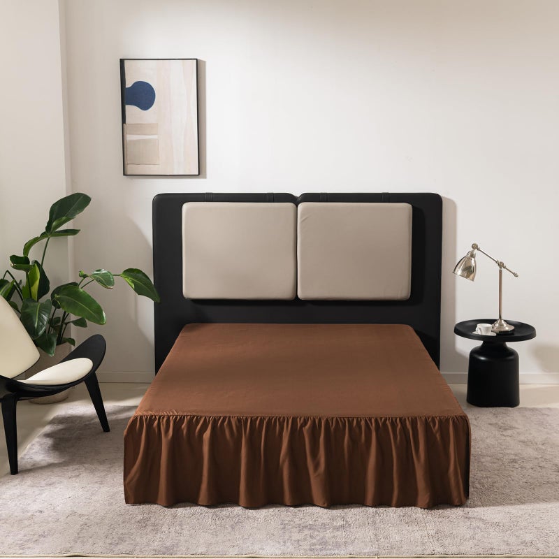TSUTOMI تنورة سرير بني مزدوج الحجم تنورة مع سرير مع زوايا مقسمة تنورة مزدوجة السرير 14 بوصة إسقاط توأم السرير بحجم تنورة بنية لتنورة سرير معفو - Image 1