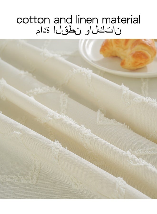 شبيلي مفرش طاولة مستطيل الشكل مقاس 135×180 سم، مفرش طاولة بسيط من القطن والكتان، مفرش طاولة قابل للغسل ومقاوم للغبار، غطاء طاولة كلاسيكي لحفلات الزفاف والمنزل والمطبخ والمطعم (أبيض) - Image 4