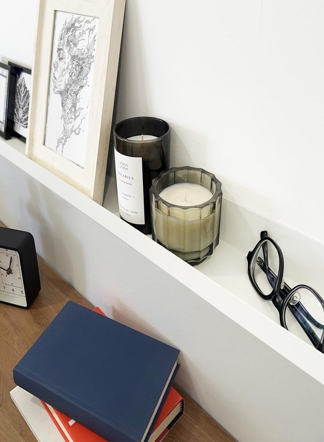 Mitus Floating Display Shelf - Wall Mounted - Modern Industrial Metal Channel Ledge White, 36 inch - Image 5