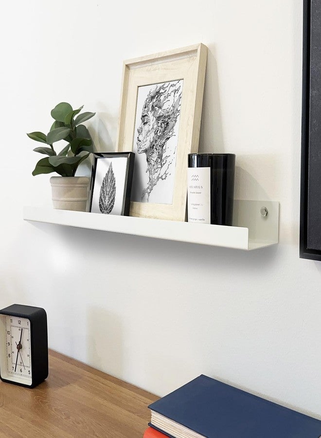 Mitus Floating Display Shelf - Wall Mounted - Modern Industrial Metal Channel Ledge White, 36 inch - Image 3