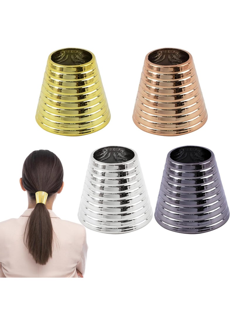 Framendino Framendino 4 Pack Plastic with Teeth Circle Cuff Ponytail Cover Punk Hair Rings Holder Headwear for Women 