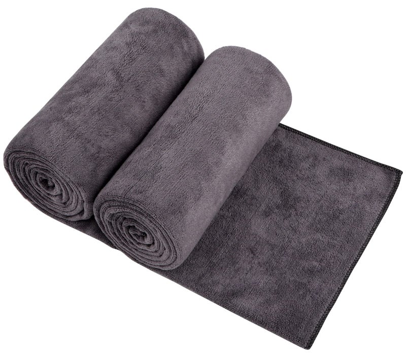 Orighty Bath Towels Pack of 2 Soft Feel Grey Bath Towel Sets Highly Absorbent Microfiber Towels for Body Quick Drying Microfiber Towel for Sport Yoga SPA Fitness 27 x 54