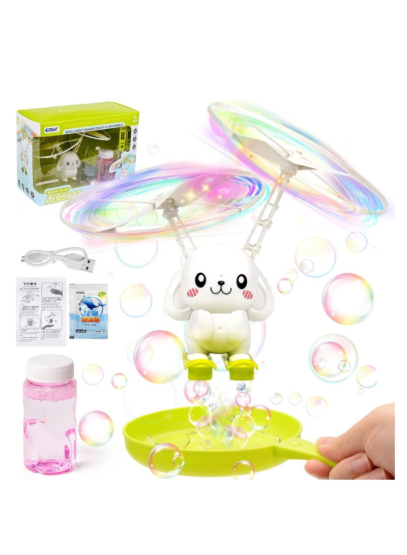 SOLARAE Bubble Machine for Kids, Automatic Bubble Machine, Automatic Bubble Blower with LED Lights, Flying Ball Orb Bubbles Toys, with Bubble Solution, Bubble Maker Bubble Blower Gift, White - Image 1